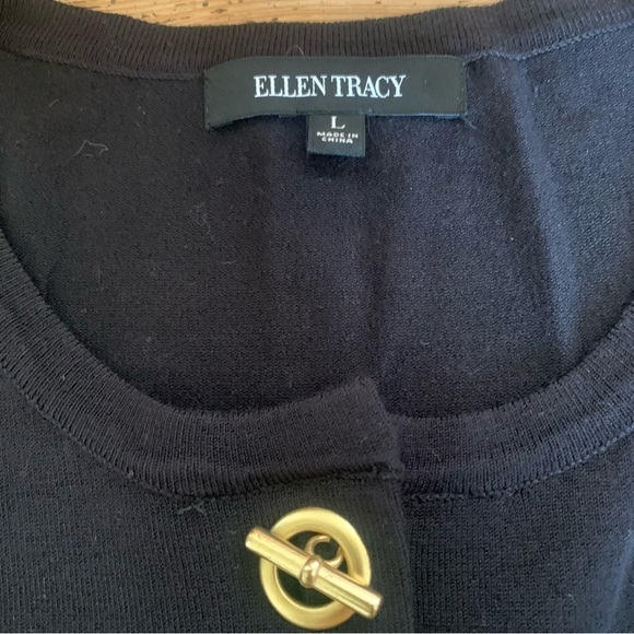 Ellen Tracy black sweater with gold tone toggle closure. - Picture 11 of 11